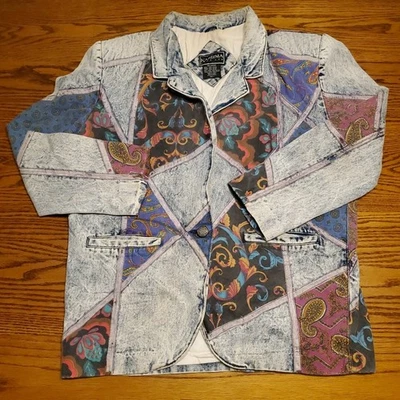 Chaqueta de mezclilla vintage Karizma East Ltd parche trabajo lavado ácido para mujer grande’s  Foto 1 de 4