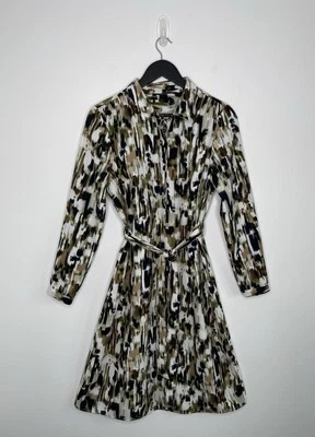 Twiggy for M&S Smudge Print Belted Midi Shirt Dress UK 14 Smart Casual Work - Image 1 of 4