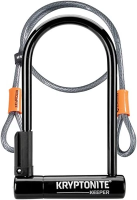 Kryptonite Keeper U-Lock 4 x 8" Keyed Black Includes 4' Cable and Bracket - Image 1 of 4