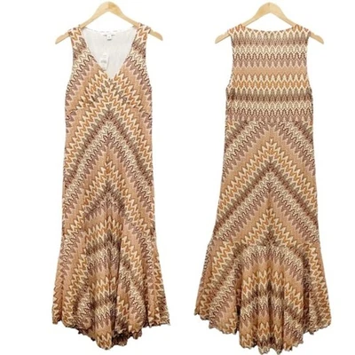 NWT Banana Republic Dress Neutral Autumn Geometric Stripe Knit Size Large VTG - Image 1 of 4