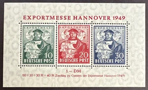 Germany 1949 Sc# 664a Souvenir Sheet of 3 MH OG Hanover Export Fair - Picture 1 of 2