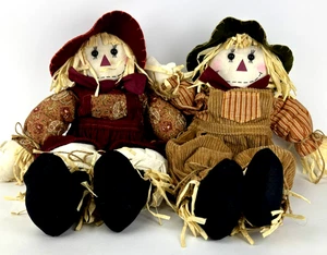 Scarecrow GIirl & Boy Ragedy Ann & Andy Fall Halloween/ Thanksgiving Decor Plush - Picture 1 of 17