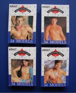 4 Lot 54 Models Nude Muscular Man Naked Hunk Male Photo Cards 2.5" x 3.5" Decks - Picture 1 of 2