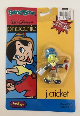 Vintage Disney Justoys Pinocchio Jiminy  Cricket Bendable Bend-Ems Figure - Image 1 of 2