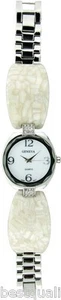 GENEVA WHITE ACRYLIC RESIN+SILVER TONE BRACELET MOP DIAL WATCH-NEW - Picture 1 of 1