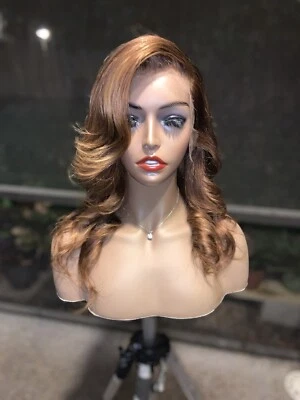 Peluca frontal marrón miel marrón claro color castaño 16 pulgadas 250 % densas Foto 1 de 4