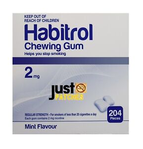 Habitrol Nicotine Gum 2mg MINT Flavor (204 Piece 1 Bulk Box) 09/2025