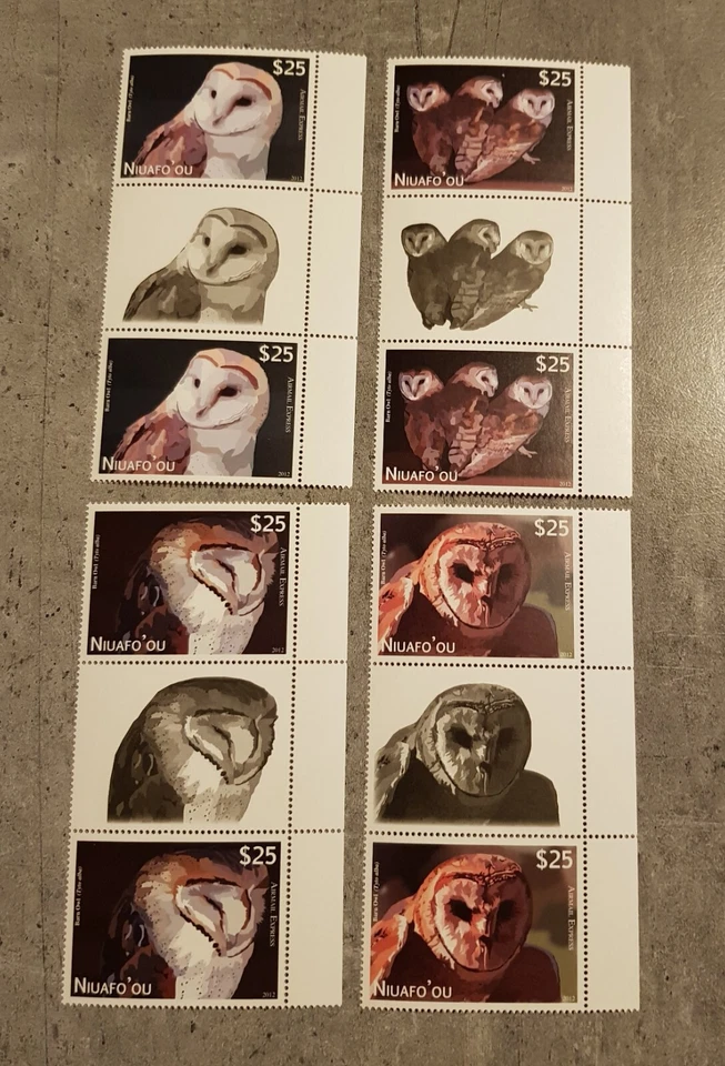 NIUAFO'OU -CORREO AÉREO-2012- BÚHOS DE GRANERO - AVES EN PAREJAS CON CANALETA MNH Foto 1 de 1