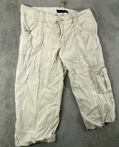 Calvin Klein Womens 12 Cargo Pants Cropped Khaki Beige Roll Up Leg Mid 34X20 - Picture 1 of 19