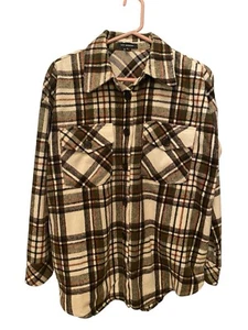 Blu Pepper Flanell Plaid Shacket Shirt/Jacke Damen S Braun Oversize Streetwear - Bild 1 von 10