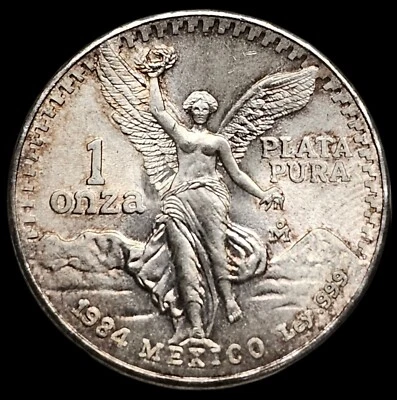 1984 Mexico Libertad 1 oz .999 Fine Silver One Onza Plata Pura Bullion Coin 0968 - Image 1 of 2