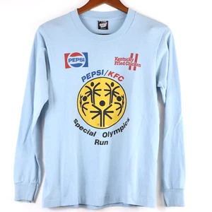 Vintage Pepsi KFC Special Olympics Run Long Sleeve Blue Shirt 80s Men's Medium - Picture 1 of 7