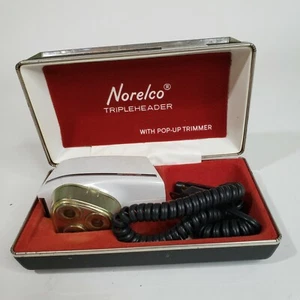 Vintage Norelco Triple Header Electric Razor Pop Up Trimmer SC 8130 Tested - Imagen 1 de 10