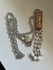 INVICTA Rose Gold Tone Chain Gold  Filigree & White Acrylic Bead Necklace 23" - Picture 1 of 6