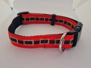 Christmas Santa belt print adjustable dog collar medium size - Bild 1 von 2