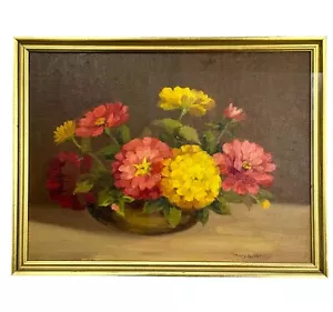Mary Burkhimer Vase Of Flowers Oil On Canvas 17x13” Framed - Picture 1 of 9