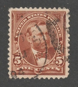 Scott # 255, Used, VF, 5¢ Ulysses S. Grant, 1894, Unwatermarked, Duplex Cancel - Picture 1 of 2
