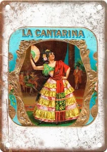 La Cantarina Zigarrenkiste Etikett 12" x 9" Reproduktion Blechschild Y94 - Bild 1 von 1