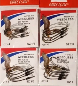 Eagle Claw Weedless Worm Hook #449WA sizes 1/0, 2/0, 3/0 & 1 Choose FREE S/H - Picture 1 of 1