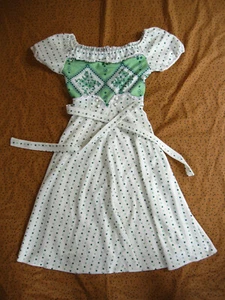 Robe Vintage à pois vert été Femme Années 80 Ancien dress retro - 38 - Imagen 1 de 5