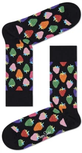 Happy Socks Erdbeeren Herren Damen pink, rot & schwarz Größe 8-12 neu mit Etikett - Bild 1 von 2
