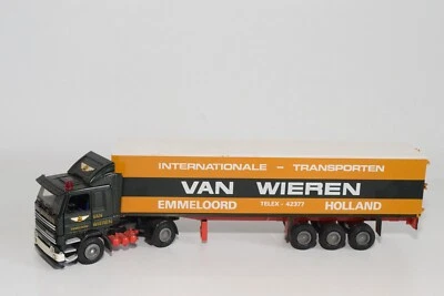 Camión B19 1:50 TEKNO SCANIA 142H 142 H CON REMOLQUE FURGONETA WIEREN CASI NUEVO - Imagen 1 de 4