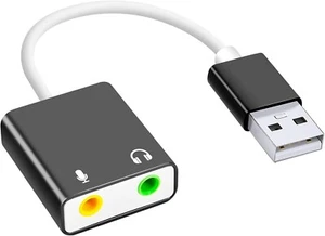 AZNCOS USB Audio Adapter, External Sound Card for PC and Laptop, Plug and Play - Picture 1 of 6