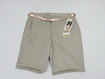 Bermudas Lee cortas para mujer talla 16 marrón tiro medio con cinturón damas informales elásticas Foto 1 de 4