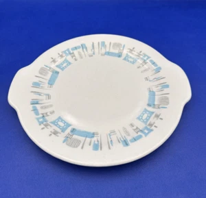 Vintage Royal China BLUE HEAVEN Atomic MCM 11.5" Handled Platter 1960s original - Picture 1 of 10