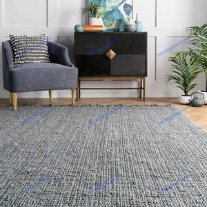 Art Deco Indian Handmade Area Rugs 3 x 5 Feet Square Hand Woven Jute Carpet - Picture 1 of 6