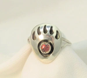 Bear Paw Ring Size 7 Lab Created Opal Sterling Silver Southwest Style #683 - Picture 1 of 5