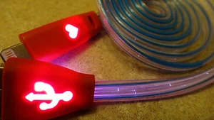 LED light glow charge charger cable FOR iPhone X 8 7 6 5 4s galaxy s7+ MICRO USB - Picture 1 of 17
