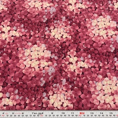Michael Miller Hydrangeas Floral Cotton Fabric Remnant 17" x 42" - Image 1 of 2