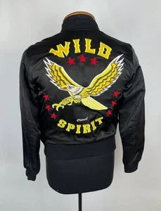 Diesel Wild Spirit Embroidered Satin Bomber Jacket Black Size S - Picture 1 of 13