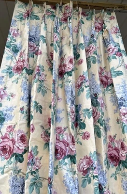 "Par de cortinas de tela vintage Sanderson 90"" Country Chintz paneles de cortina florales" Foto 1 de 4
