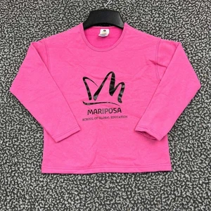 Mariposa Shirt Kids Small 6-6X Pink Fruit of the Loom Long Sleeve Round Neck - Picture 1 of 7