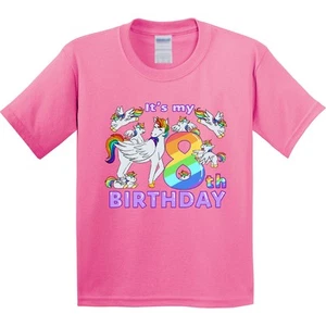Inktastic It's My 8th Birthday Unicorn Youth T-Shirt Adorable Rainbow Christmas - Picture 1 of 11