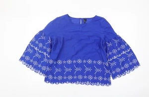 Blusa túnica de algodón bordada azul para mujer Vero Moda - Imagen 1 de 12