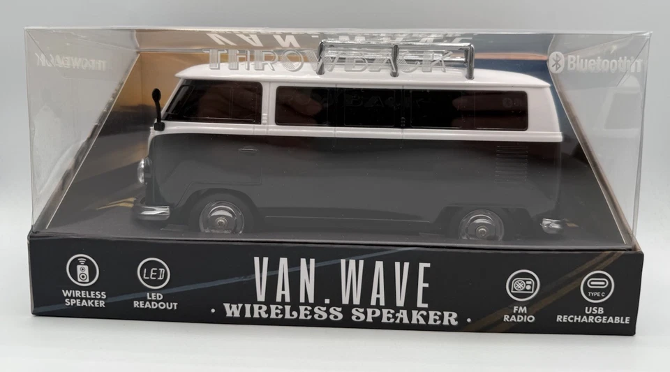 Throwback Volkswagen Type Van Bluetooth Speaker LED Headlights Wireless FM USB - Image 1 of 4