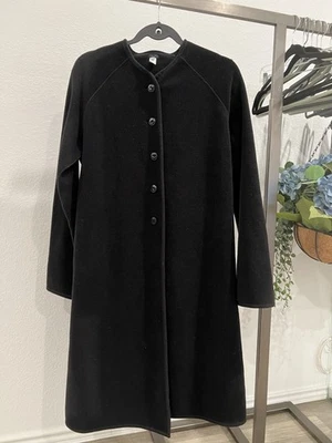 Dosa Polyester Black Trench Coat Jacket Dress Sz 4 (item B2) Foto 1 de 4