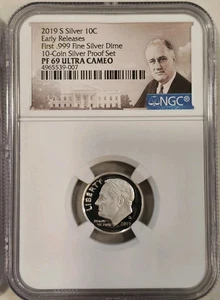 2019 NGC PF69 S-PROOF 1ST .999 Silver Dime ( LOW MINTAGE SO MANY FROM 10-PCS.SET - Picture 1 of 4