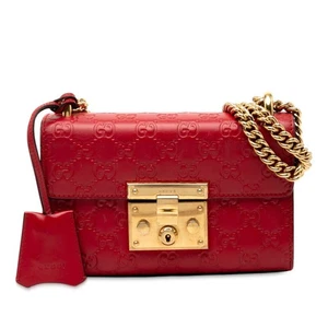 GUCCI chain Shoulder Bag 409487 red Leather 362406 - Picture 1 of 9