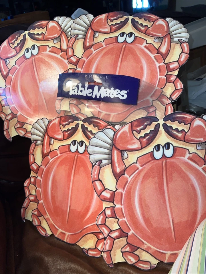 Pimpernel Cangrejo Compañeros de Mesa 4 Manteles! Usado en excelente estado! 12”x12” Foto 1 de 4