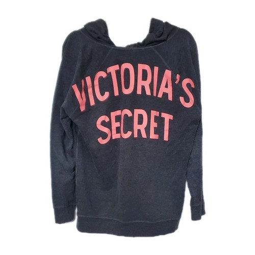 UNDERCOVER Felpa con cappuccio VICTORIAS SECRET grande grigia e rosa parola schiena scollo a V oversize comoda