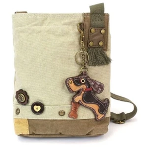 Bolso de Mano Chala Bolso de Mano Arena Lona Bandolera y Llavero Bolso Wiener Cachorro Perro - Imagen 1 de 6