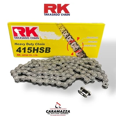CATENA TRASMISSIONE MOTO RK -PASSO 415 -120 MAGLIE RK415HSB/120 STANDARD CLIP - Immagine 1 di 4