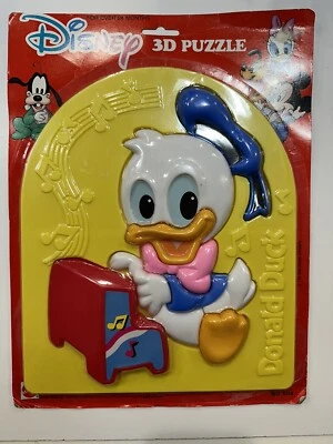 Vintage 1984 Arco Disney Babies Donald Duck Playing Piano 3D Tray Plastic Puzzle - Image 1 of 3
