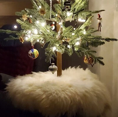 Snow White Faux Fur Christmas Tree Skirt 30" Round - Image 1 of 4