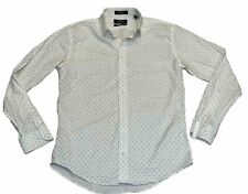 Nordstrom Non Iron Trim Fit Diamond Cotton Dress Shirt White Black 34-35 15.5