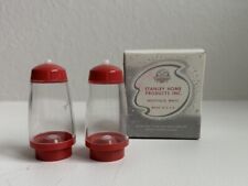 Vintage Stanley Home Red Ball Point Salt & Pepper Shakers w/ Original Box USA
